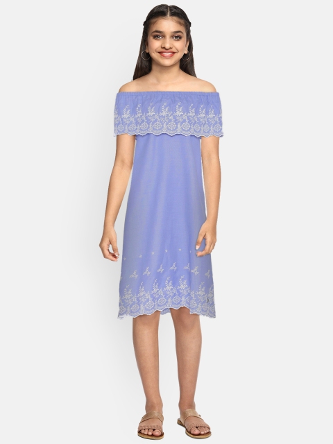 

Allen Solly Junior Girls Blue Embroidered A-Line Dress