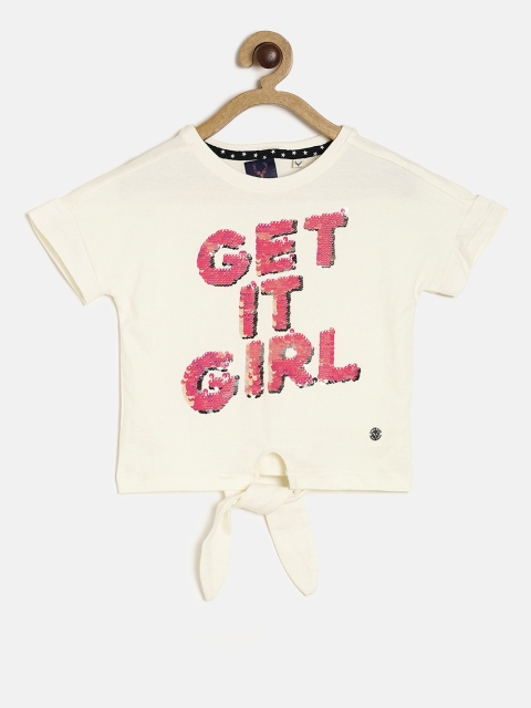 

Allen Solly Junior Girls Off-White Printed Round Neck T-shirt