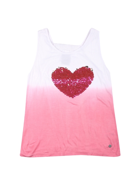 

Allen Solly Junior Girls Off-White & Pink Colourblocked Scoop Neck T-shirt