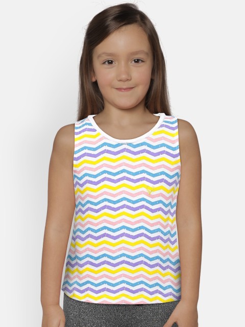 

Allen Solly Junior Girls Multicoloured Printed Sleeveless T-shirt, Multi