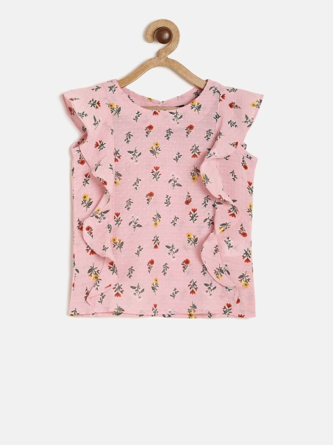 

Allen Solly Junior Girls Peach-Coloured Floral Print Top