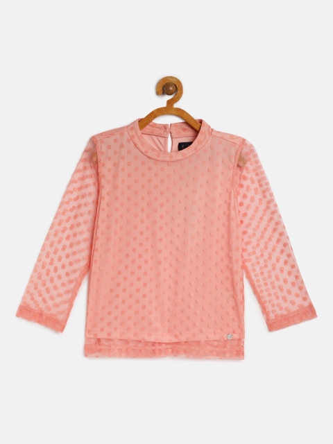 

Allen Solly Junior Girls Peach-Coloured Self Design Top