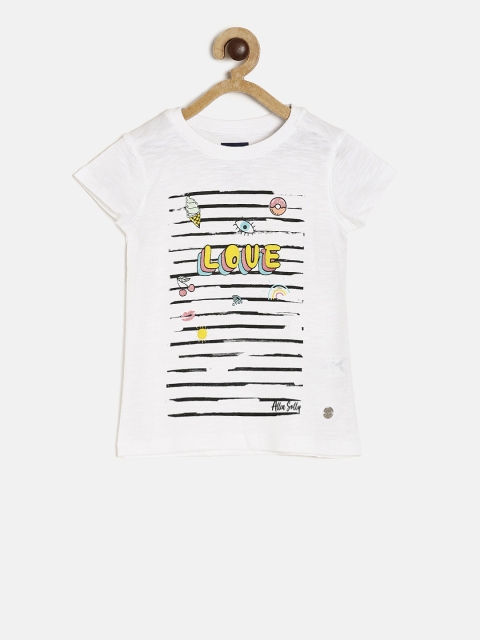 

Allen Solly Junior Girls White Printed Round Neck T-shirt
