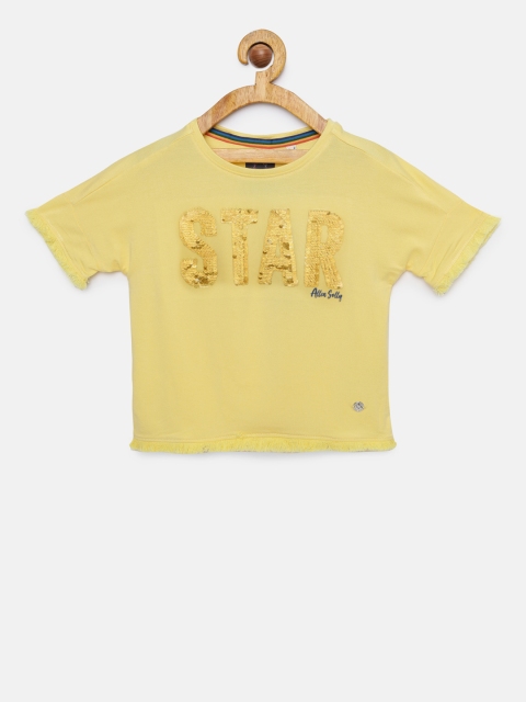 

Allen Solly Junior Girls Yellow Embellished T-shirt