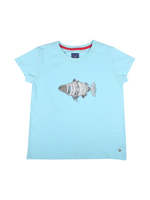 

Allen Solly Junior Girls Blue Printed Round Neck T-shirt