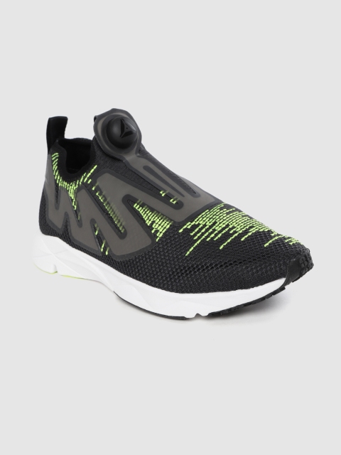 

Reebok Unisex Black & LIme Green Pump Supreme EMB Running Shoes