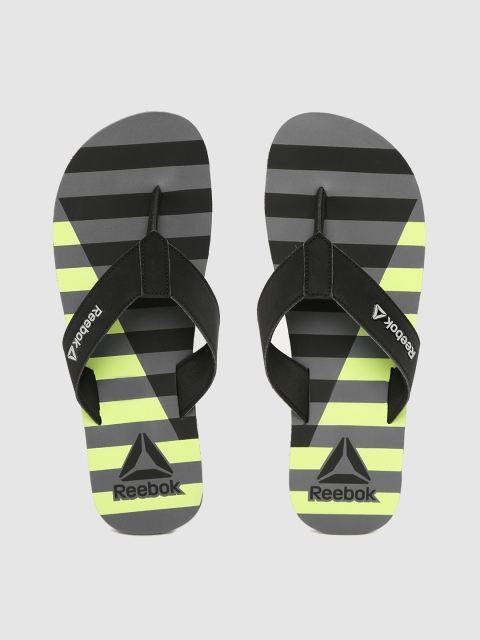 

Reebok Men Black & Yellow Striped Cayman Thong Flip-Flops