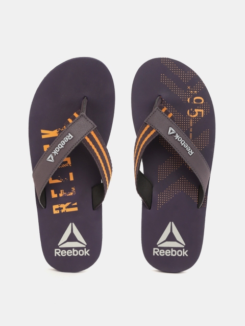 

Reebok Men Aubergine & Orange Genesis Striped Thong Flip-Flops, Purple