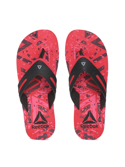 

Reebok Men Black & Red BRONN Printed Thong Flip-Flops