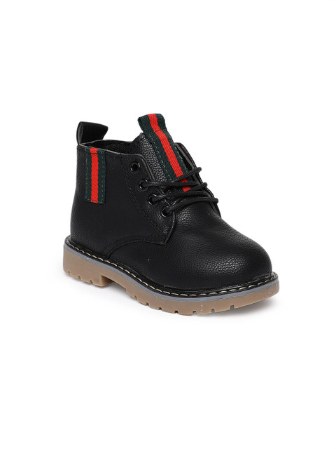 

Kittens Boys Black Solid Leather Mid-Top Flat Boots