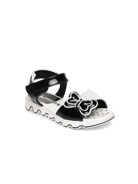 

Kittens Girls Black Printed Open Toe Flats