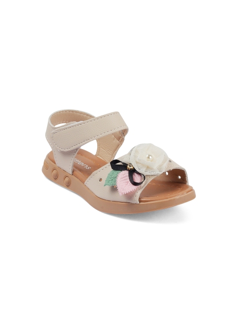 

Kittens Girls Beige Floral Embellished Open Toe Flats
