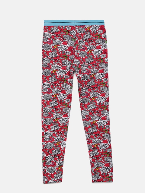 

Fame Forever by Lifestyle Girls Red & White Floral Print Leggings, Na