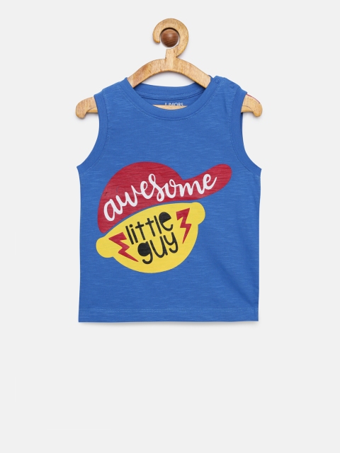 

Juniors by Lifestyle Boys Blue Printed Round Neck Sleeveless T-shirt