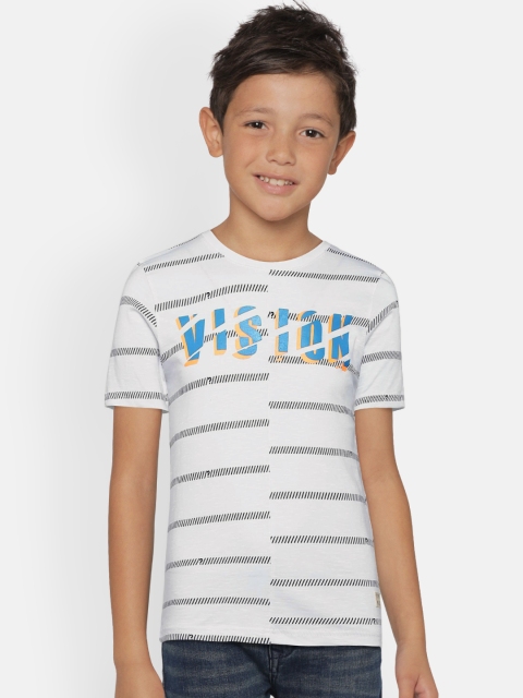 

Fame Forever by Lifestyle Boys White & Black Striped Round Neck T-shirt