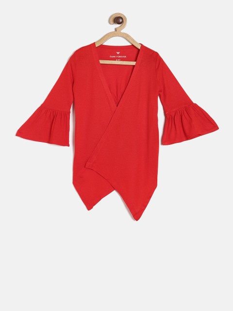 

Fame Forever by Lifestyle Red Solid Open Front Shrug