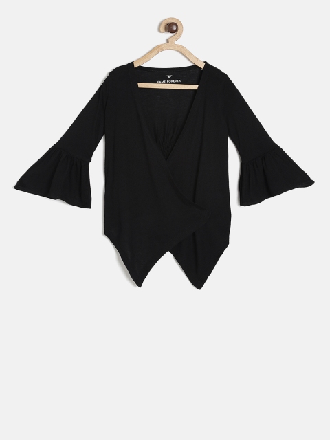 

Fame Forever by Lifestyle Girls Black Solid Open Front Shrug