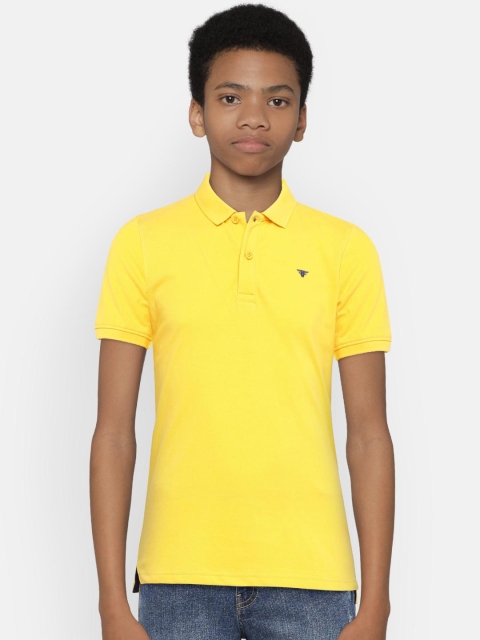 

Fame Forever by Lifestyle Boys Yellow Solid Polo Collar T-shirt