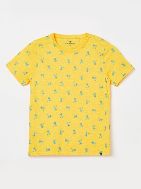 

Fame Forever by Lifestyle Boys Yellow Printed Round Neck T-shirt
