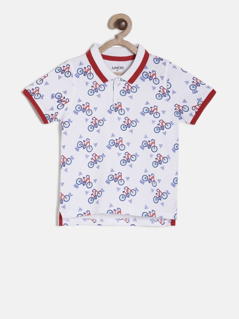 

Juniors by Lifestyle Boys White Printed Polo Collar T-shirt