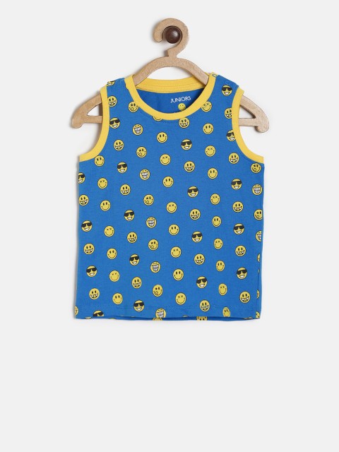 

Juniors by Lifestyle Boys Blue & Yellow Printed Round Neck T-shirt