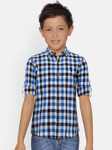 

Bossini Boys Blue & Black Regular Fit Checked Casual Shirt