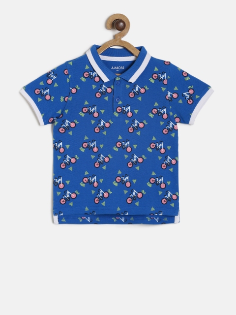

Juniors by Lifestyle Boys Blue Printed Polo Collar T-shirt