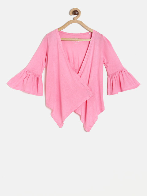 

Fame Forever by Lifestyle Girls Pink Solid Open Front Shrug