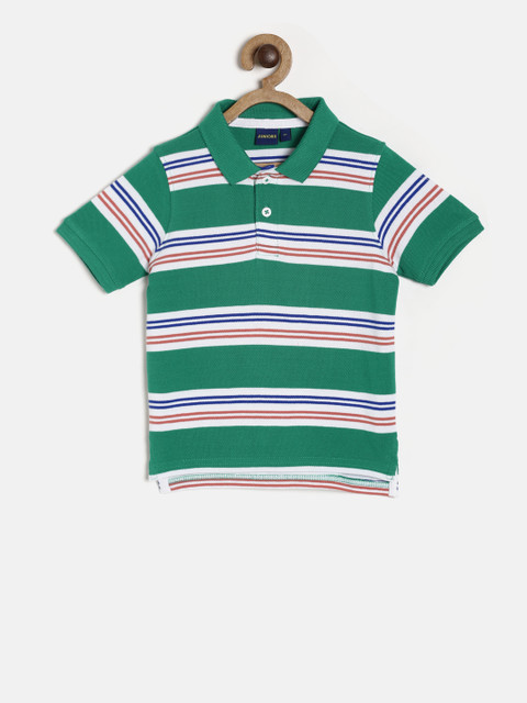 

Juniors by Lifestyle Boys Green Striped Polo Collar T-shirt