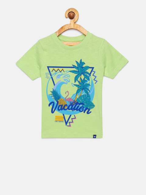

Fame Forever by Lifestyle Boys Green Printed Round Neck T-shirt