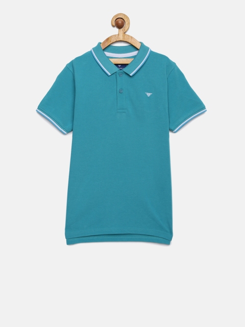 

Fame Forever by Lifestyle Boys Turquoise Blue Solid Polo Collar T-shirt