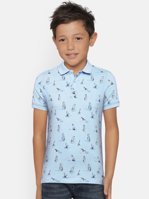 

Fame Forever by Lifestyle Boys Blue Printed Polo Collar T-shirt