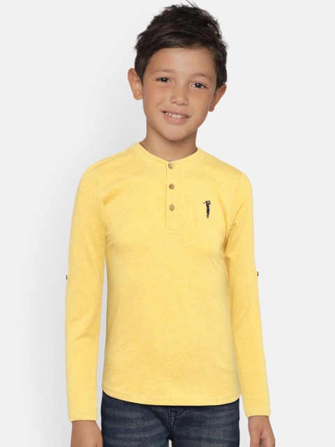 

Bossini Boys Yellow Solid Henley Neck T-shirt