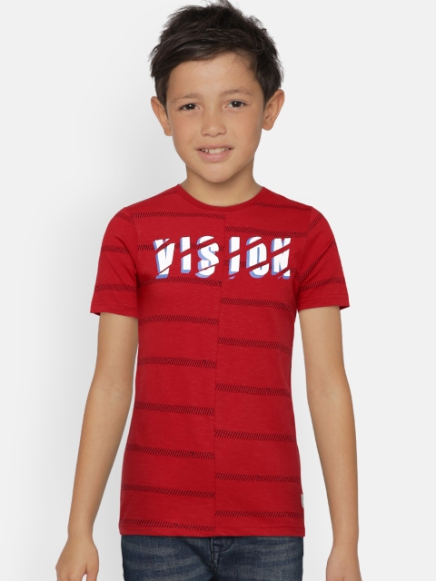 

Fame Forever by Lifestyle Boys Red Striped Round Neck T-shirt