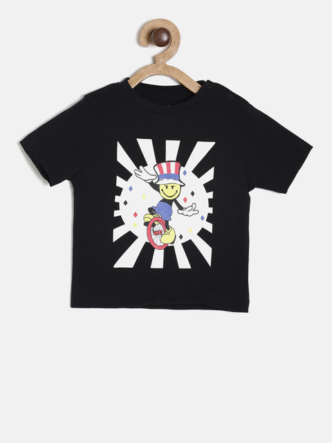 

Juniors by Lifestyle Boys Black Printed Round Neck T-shirt