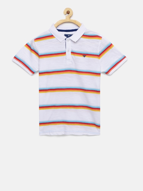 

Fame Forever by Lifestyle Boys White Striped Polo Collar T-shirt