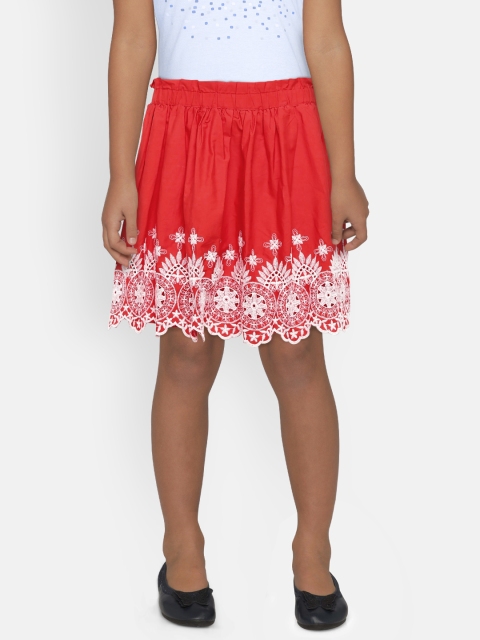 

Fame Forever by Lifestyle Girls Red Embroidered Skirt
