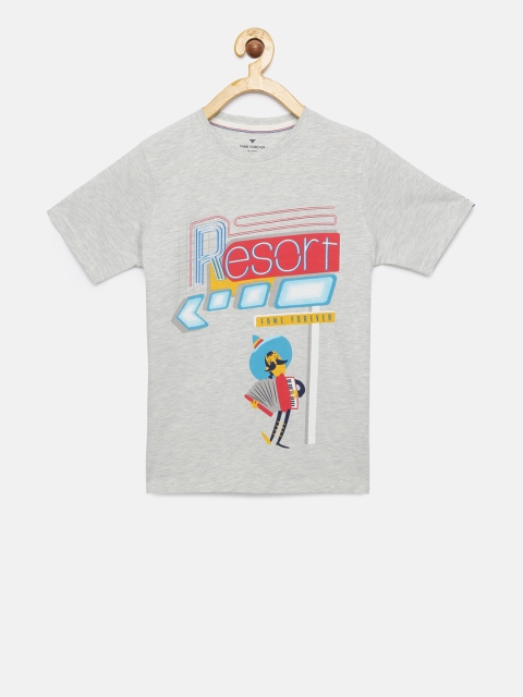 

Fame Forever by Lifestyle Boys Grey Melange Printed Round Neck T-shirt