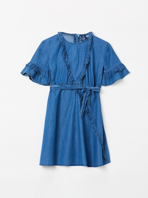 

Fame Forever by Lifestyle Girls Solid Blue A-Line Dress