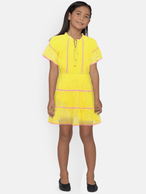 

Fame Forever by Lifestyle Girls Yellow Solid Fit and Flare Dress