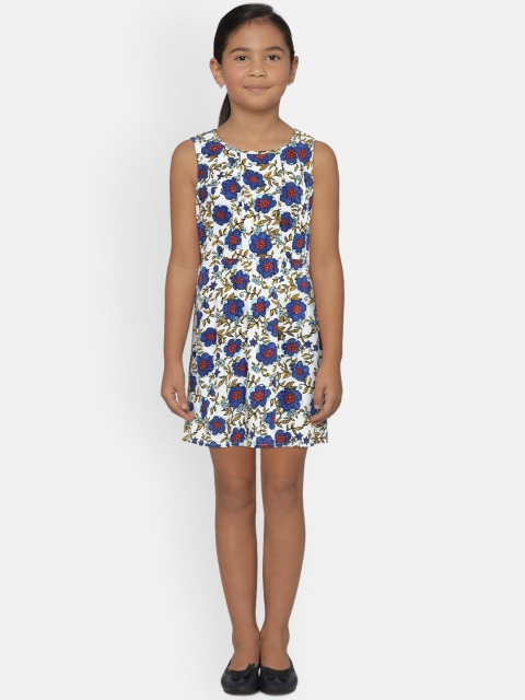 

Bossini Girls White Printed Fit and Flare Dress