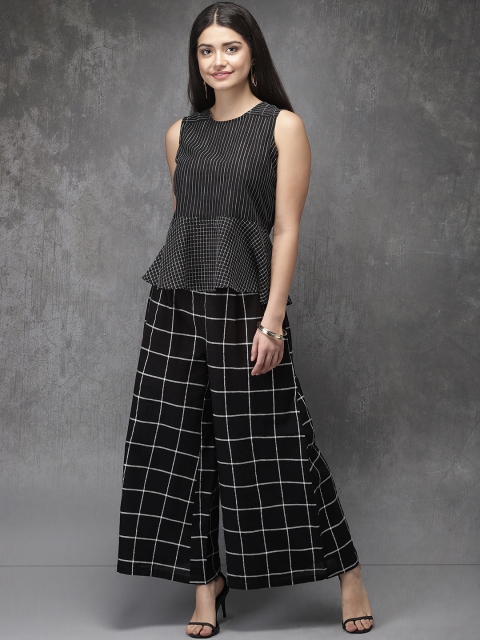 

Anouk Women Black & White Self-Design Top with Palazzos