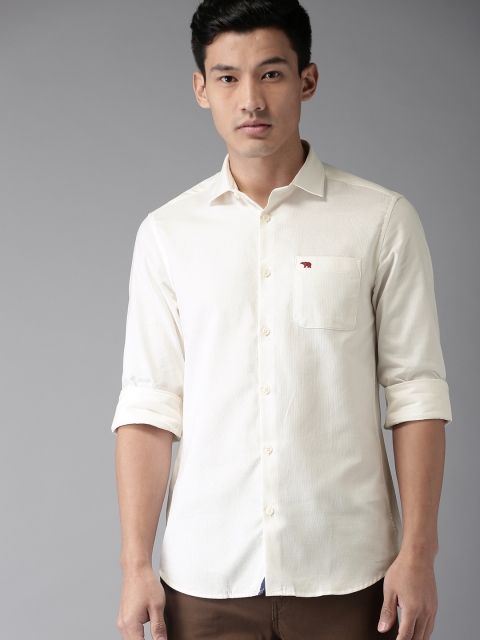 

THE BEAR HOUSE Men Off-White Slim Fit Solid Formal Shirt