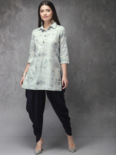 

Anouk Women Blue Printed Kurta with Patiala