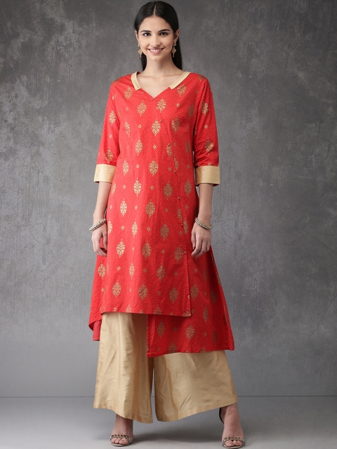 

Anouk Women Red & Gold-Toned Printed Kurta with Palazzos