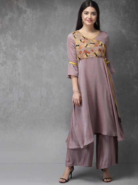 

Anouk Women Purple Embroidered Kurta with Palazzos