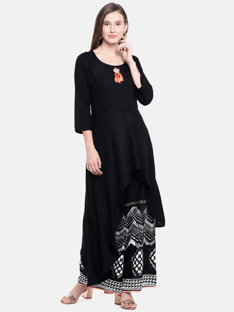 

Anouk Women Black Solid Kurta with Printed Palazzos