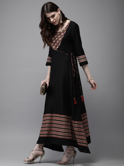 

Anouk Women Black & Red Embroidered A-Line Kurta