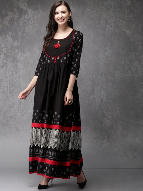 

Anouk Women Black & Red Printed A-Line Kurta