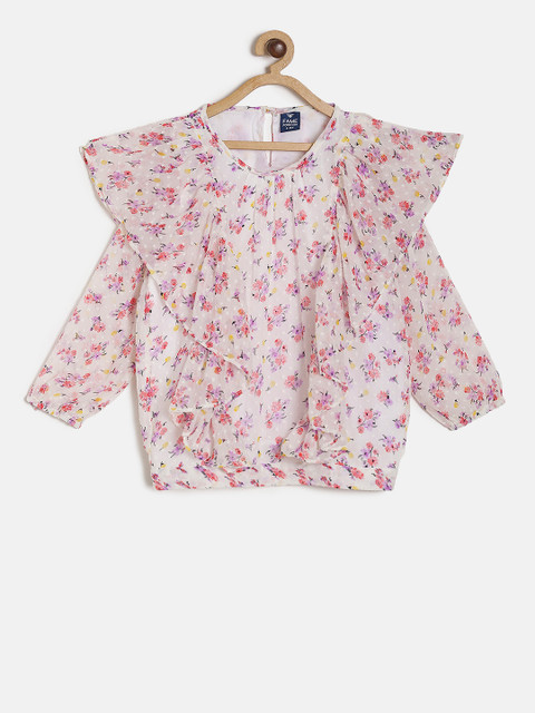 

Fame Forever by Lifestyle Girls White Printed Blouson Top